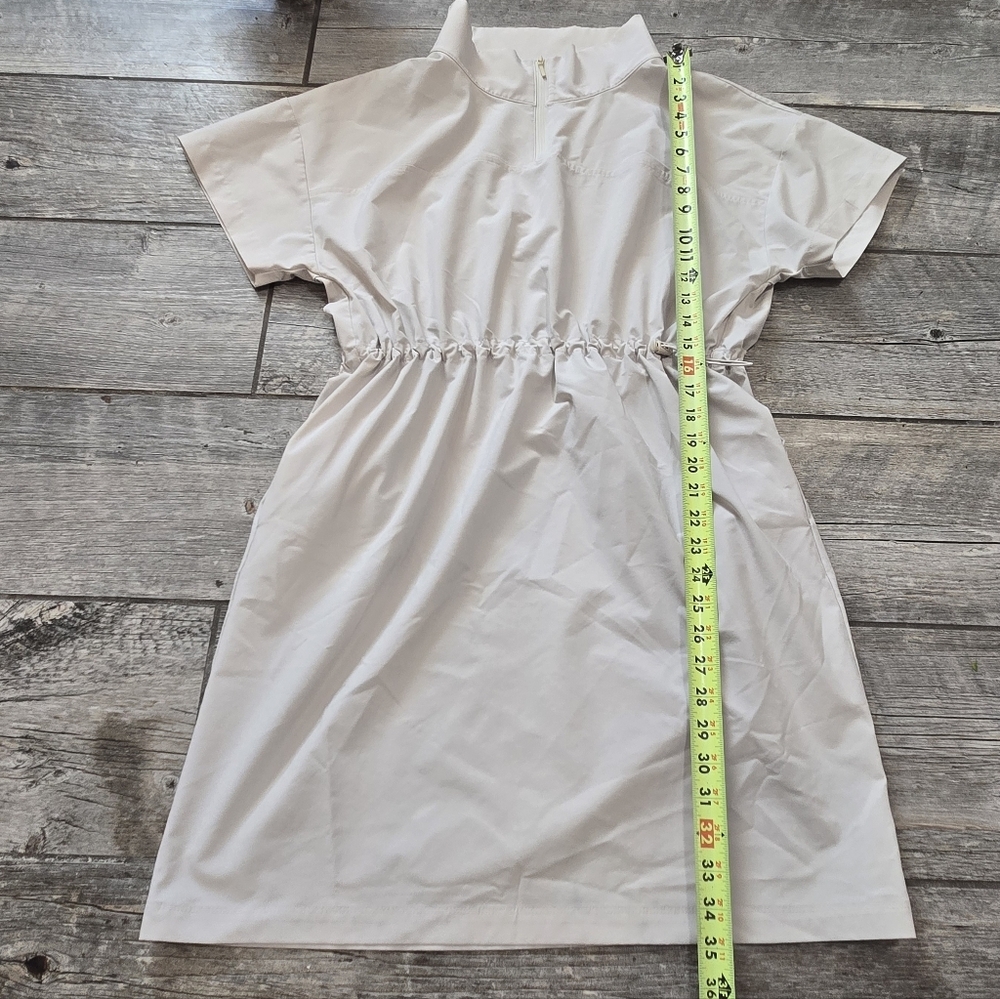 Prologue Cream Windbreaker Mock Turtleneck Short Sleeved Lightweight Dress, M - Picture 6 of 10